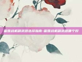 雷霆战机副武器选择指南-雷霆战机副武器哪个好