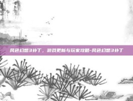 风色幻想3补丁，游戏更新与玩家攻略-风色幻想3补丁