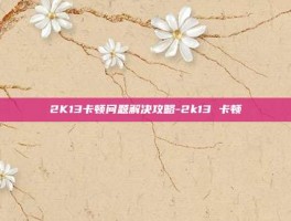 2K13卡顿问题解决攻略-2k13 卡顿