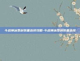 斗战神冰罗刹装备选择攻略-斗战神冰罗刹装备选择