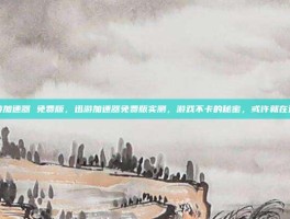 迅游加速器 免费版，迅游加速器免费版实测，游戏不卡的秘密，或许就在这里
