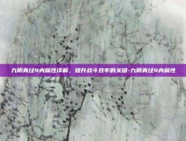 九阴真经4内属性详解，提升战斗效率的关键-九阴真经4内属性