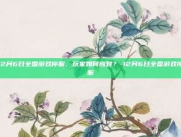 12月6日全国游戏停服，玩家如何应对？-12月6日全国游戏停服