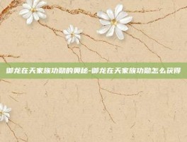 御龙在天家族功勋的奥秘-御龙在天家族功勋怎么获得