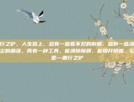 善行之铲，人生路上，总有一些看不见的荆棘，总有一些落满灰尘的角落。而有一种工具，能清除障碍，能拨开阴霾，它便是—善行之铲