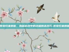 传奇归来刺客，揭秘游戏中的终极刺杀技巧-传奇归来刺客