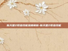 新天堂2职业技能深度解析-新天堂2职业技能
