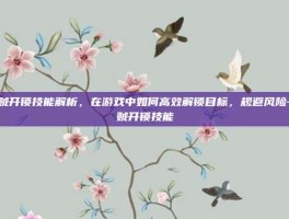 盗贼开锁技能解析，在游戏中如何高效解锁目标，规避风险-盗贼开锁技能