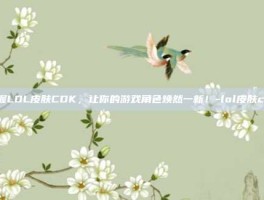 掌握LOL皮肤CDK，让你的游戏角色焕然一新！-lol皮肤cdk