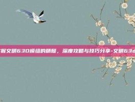 掌握文明63D模组的精髓，深度攻略与技巧分享-文明63dm