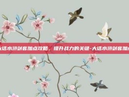 大话水浒剑客加点攻略，提升战力的关键-大话水浒剑客加点