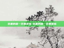 装备的唯一效果是指-装备的唯一效果是指