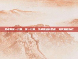 装备的唯一效果，唯一效果，为何强者的装备，从不重复自己