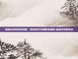 极品9完美存档攻略，游戏技巧与策略全解析-极品9完美存档