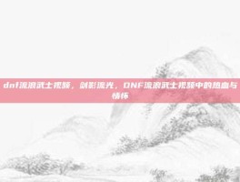 dnf流浪武士视频，剑影流光，DNF流浪武士视频中的热血与情怀