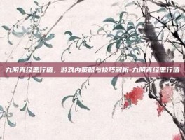 九阴真经恶行值，游戏内策略与技巧解析-九阴真经恶行值
