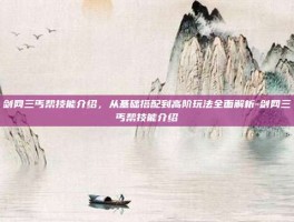 剑网三丐帮技能介绍，从基础搭配到高阶玩法全面解析-剑网三丐帮技能介绍