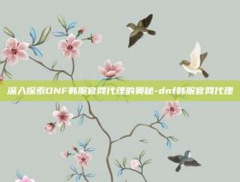 深入探索DNF韩服官网代理的奥秘-dnf韩服官网代理