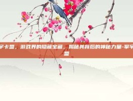 擎宇卡盟，游戏界的隐藏宝藏，揭秘其背后的神秘力量-擎宇卡盟