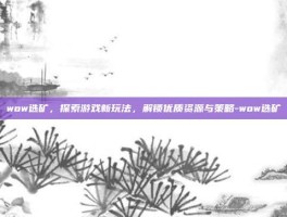 wow选矿，探索游戏新玩法，解锁优质资源与策略-wow选矿