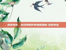 琪琪外挂，游戏界的作弊神器揭秘-琪琪外挂