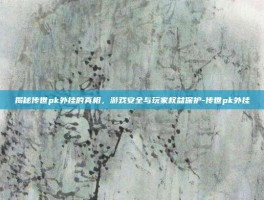 揭秘传世pk外挂的真相，游戏安全与玩家权益保护-传世pk外挂