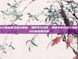 dnf体验服资格全解析，如何高效获取，解锁专属玩法与福利-dnf体验服资格