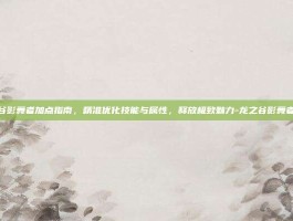 龙之谷影舞者加点指南，精准优化技能与属性，释放极致魅力-龙之谷影舞者加点