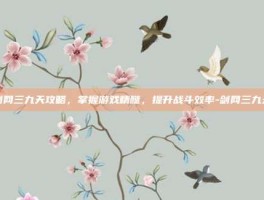 剑网三九天攻略，掌握游戏精髓，提升战斗效率-剑网三九天