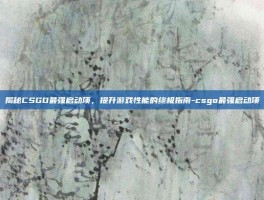 揭秘CSGO最强启动项，提升游戏性能的终极指南-csgo最强启动项