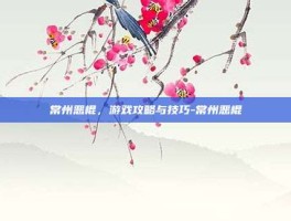 常州恶棍，游戏攻略与技巧-常州恶棍