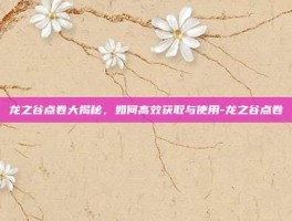 龙之谷点卷大揭秘，如何高效获取与使用-龙之谷点卷