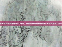 揭秘库汉村庄的神秘NPC阵容，探索游戏内隐藏的秘密-库汉村庄有几名npc