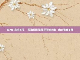 DNF自白书，揭秘游戏背后的故事-dnf自白书