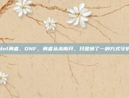 dnf勇者，DNF，勇者从未离开，只是换了一种方式守护