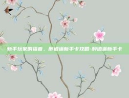 新手玩家的福音，醉逍遥新手卡攻略-醉逍遥新手卡