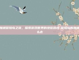 新加坡冒险岛之旅，探索游戏世界的绝佳路线-冒险岛新加坡怎么去