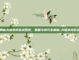 揭秘大话水浒会试系统，策略与技巧全解析-大话水浒会试