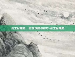 龙之谷辅助，游戏攻略与技巧-龙之谷辅助