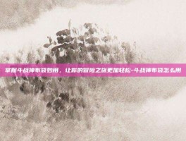 掌握斗战神布袋妙用，让你的冒险之旅更加轻松-斗战神布袋怎么用
