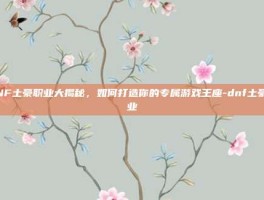 DNF土豪职业大揭秘，如何打造你的专属游戏王座-dnf土豪职业
