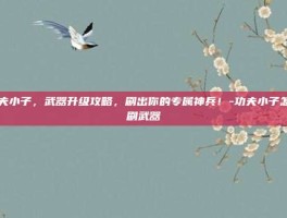 功夫小子，武器升级攻略，刷出你的专属神兵！-功夫小子怎么刷武器