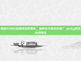揭秘PUBG战绩排名的奥秘，如何成为顶尖玩家？-pubg以往战绩排名