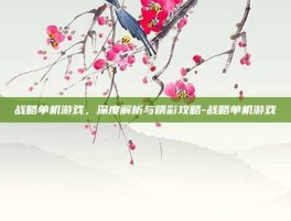 战略单机游戏，深度解析与精彩攻略-战略单机游戏