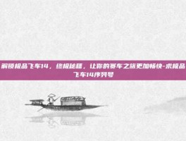 解锁极品飞车14，终极秘籍，让你的赛车之旅更加畅快-求极品飞车14序列号