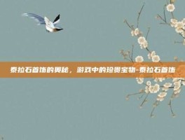 泰拉石首饰的奥秘，游戏中的珍贵宝物-泰拉石首饰