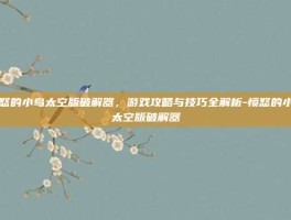 愤怒的小鸟太空版破解器，游戏攻略与技巧全解析-愤怒的小鸟太空版破解器