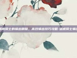 掌握惩戒骑士的输出精髓，高效输出技巧攻略-惩戒骑士输出手法