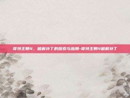 哥特王朝4，破解补丁的探索与应用-哥特王朝4破解补丁