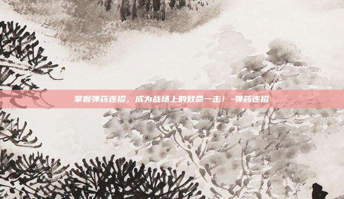 掌握弹药连招,成为战场上的致命一击!-弹药连招